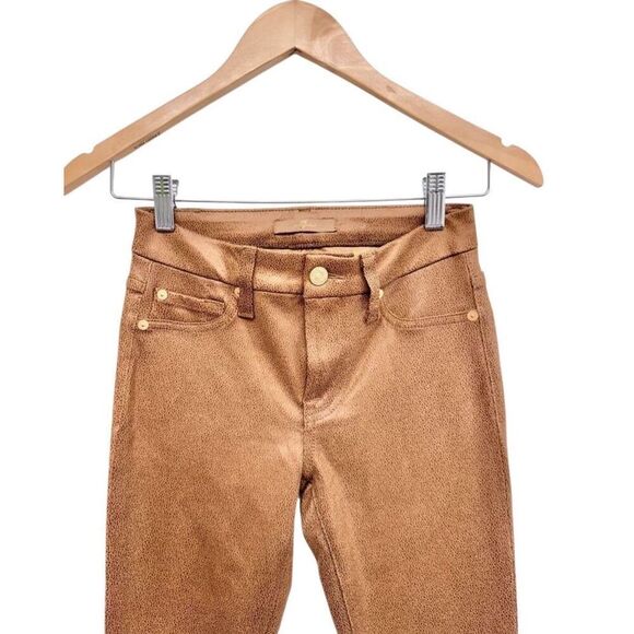 7 For All Mankind Skinny Ankle Pants Size 24 Womens Tan Faux Leather NEW - Picture 5 of 9